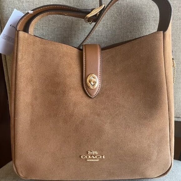 Coach Hadley Convertible Crossbody Bag Suede Brown CW004 - Picture 1 of 6